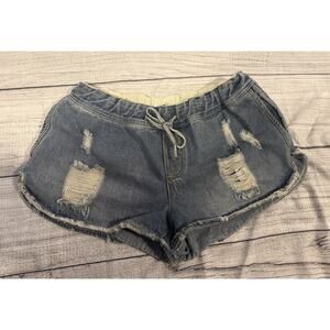 Women’s Sadie And Sage Distressed Denim Drawstring Shorts Size Medium